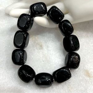 Burmese Black Jade Stretch Bracelet